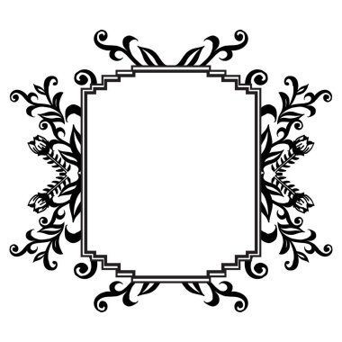 Şablon çiçekler çerçeve, kart için tasarım, stil Vintage. Vektör