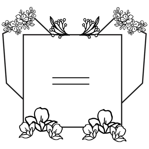 Art-Stil von Blumenrahmen schwarz und weiß für Poster. Vektor — Stockvektor