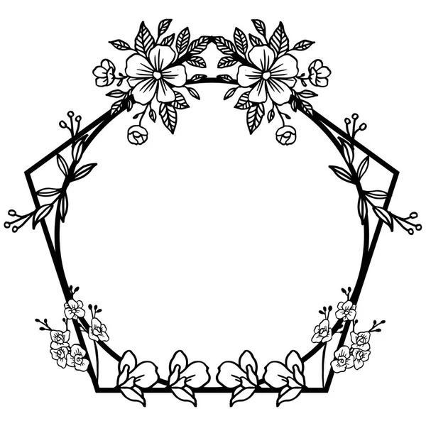 Дизайн шаблона с эскизом для листовой цветочной рамы. Вектор — стоковый вектор