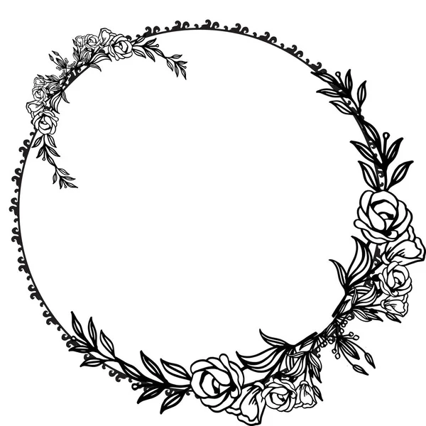 Květinové rámy černé a bílé, izolované na bílém pozadí, navrhněte krásnou kartu. Vektorové — Stockový vektor