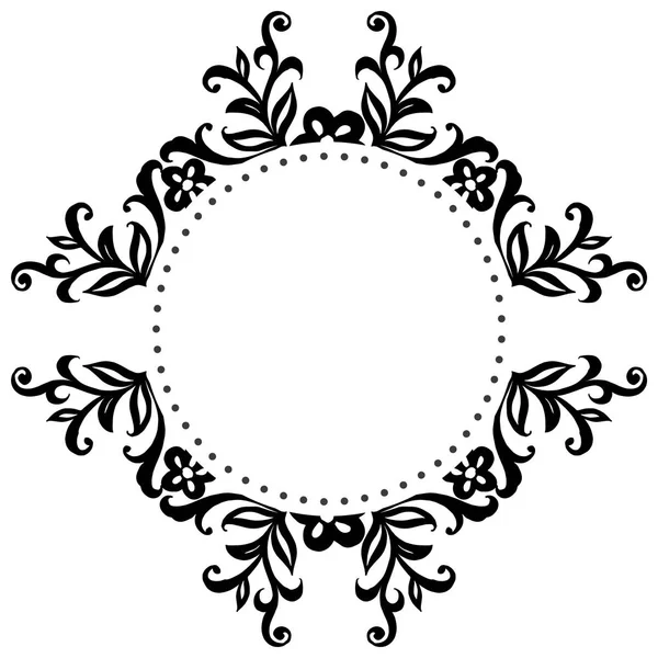 Marco de flores blanco y negro, plantilla y diseño de la tarjeta de felicitación. Vector — Vector de stock