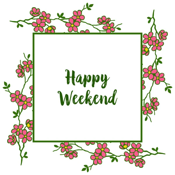 Inbjudningskort Happy weekend med Bright Flower Frame. Vektor — Stock vektor