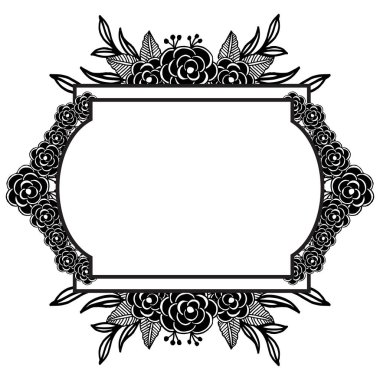 Güzel çiçek elemanı, davetiye, tebrik kartı ile siyah ve beyaz dekoratif çerçeve. Vektör