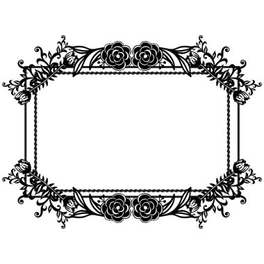 Vintage çerçeve, süs çiçekleri ve yaprak kalabalık, kartlar duvar kağıdı deseni için. Vektör