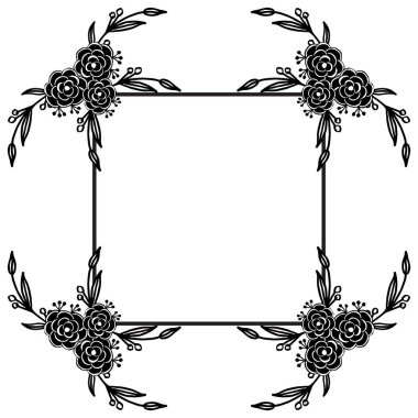 Çiçek çerçeve deseni, dekoratif siyah ve beyaz, kart tasarımı. Vektör