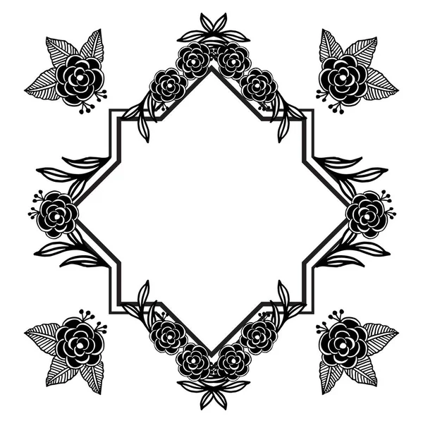 Vintage frame, ornament bloemen en menigte van blad, voor behang patroon van kaarten. Vector — Stockvector