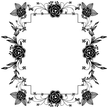 Benzersiz ve zarif çerçeve, dekorasyon tebrik kartı, davetiye ile çiçek tasarım elemanları. Vektör