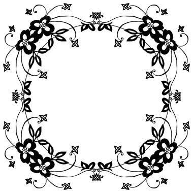 Benzersiz ve zarif çerçeve, dekorasyon tebrik kartı, davetiye ile çiçek tasarım elemanları. Vektör