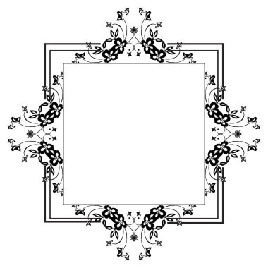 Davet kartı şablonu, şekil çiçek çerçevesi benzersiz. Vektör