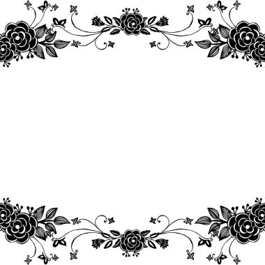 Zarif çiçek çerçevesi, beyaz, çeşitli kart tasarımı izole. Vektör