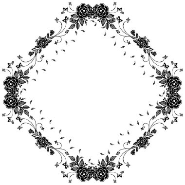 Zarif çiçek çerçevesi, beyaz, çeşitli kart tasarımı izole. Vektör