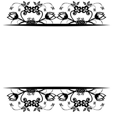 Tasarım Vintage çerçeve, çeşitli çiçek, kart süslü duvar kağıdı. Vektör