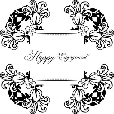 Çeşitli şekil daire çiçek çerçevesi, dekoratif güzel sanat, tasarım kartı mutlu nişan. Vektör