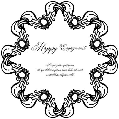 Şekil daire çiçek çerçevesi, tasarım Vintage kart mutlu nişan. Vektör