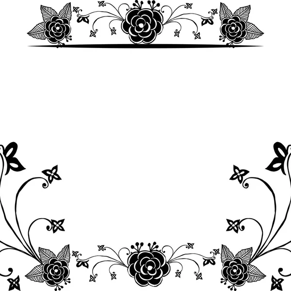 Shape unique of flower frame, design black and white, for wallpaper of cards. Vector — Stock Vector