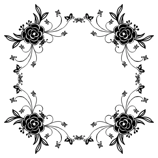 Form einzigartig der Blumenrahmen, Design schwarz und weiß, für Tapeten von Karten. Vektor — Stockvektor