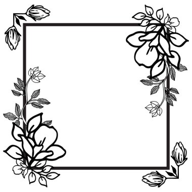 Zarif yaprakları ve çiçek ile dekoratif çerçeve. Vektör