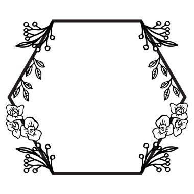 Beyaz arka planda dekorasyon sınır yaprağı çiçek çerçevesi. Vektör