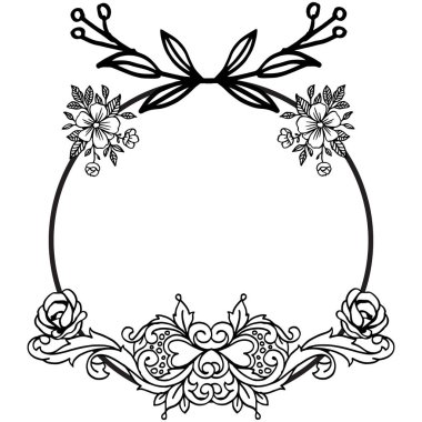 Siyah ve beyaz çiçek çerçevesi güzelliği ile tasarım tebrik kartı. Vektör