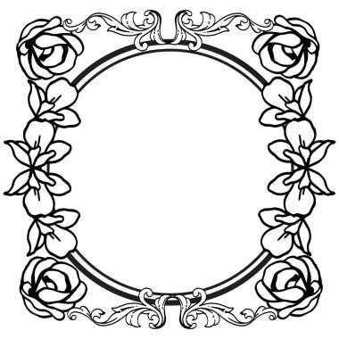 Siyah ve beyaz çiçek çerçevesi güzelliği ile tasarım tebrik kartı. Vektör