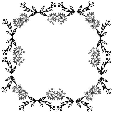 Zarif yaprakları ve çiçek ile Vintage çerçeve. Vektör