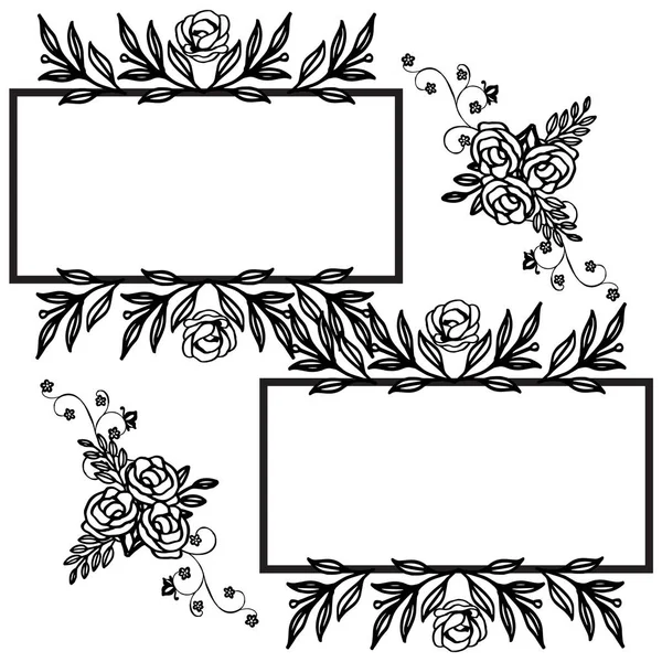 Yaprak çiçek çerçevesi sanat için çizgi sanat siyah. Vektör