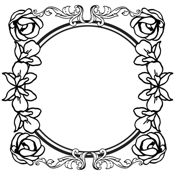 Design-Grußkarte mit Schönheit des schwarz-weißen Blumenrahmens. Vektor — Stockvektor