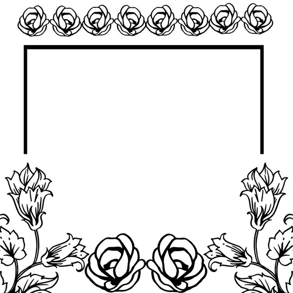 Винтажная рамка с элегантными листьями и цветами. Вектор — стоковый вектор