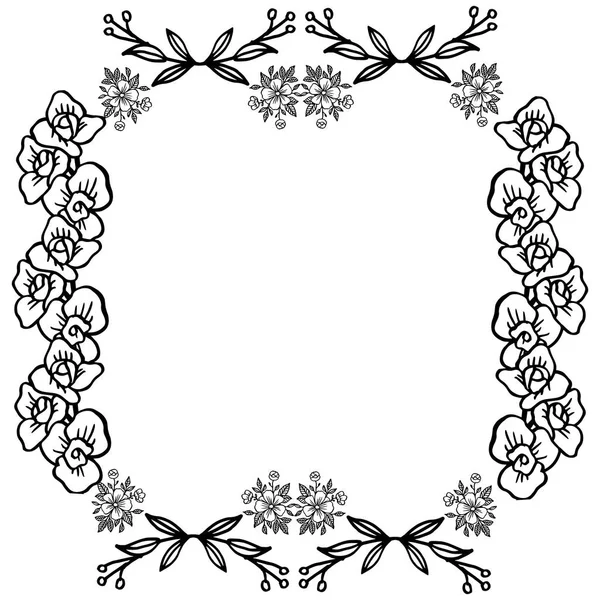 Diseño para póster y tarjeta con marco de flores simple aislado sobre fondo blanco. Vector — Archivo Imágenes Vectoriales