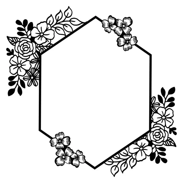 Elemento de marco floral de hoja abstracta, sobre fondo blanco. Vector — Vector de stock