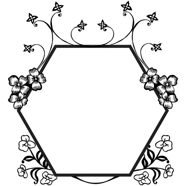 Dekorativ ram med svart och vitt löv blomma. Vektor — Stock vektor