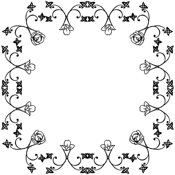 흰색 배경, 잎과 꽃 프레임에 검은 선 예술 우아한. 벡터 — 스톡 벡터