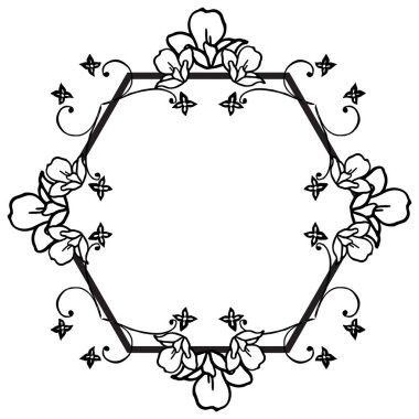 Kroki yaprakları ve çiçek çerçevesi, tebrik kartı ve davetiye için. Vektör