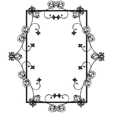 Metin için alan ile güzellik siyah ve beyaz yaprak çiçek çerçevesi. Vektör