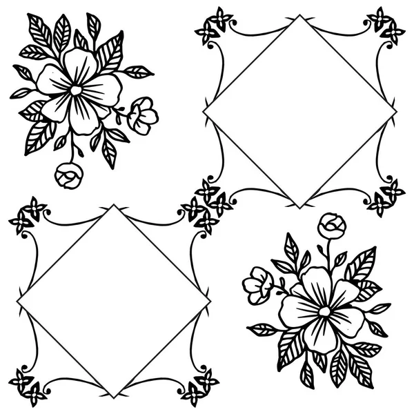 Patrón de arte de las tarjetas de papel pintado, con marco de flores de diseño gráfico. Vector — Vector de stock