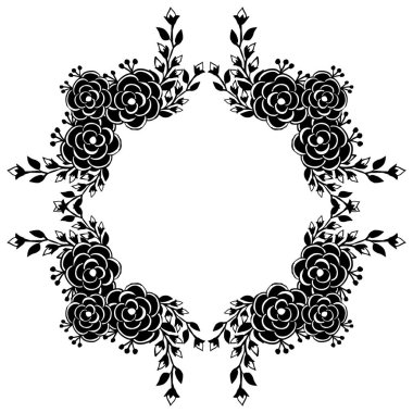 Çiçek deseni siyah beyaz, beyaz bir zemin üzerinde izole, çerçeve dekoratif, çeşitli kart için. Vektör