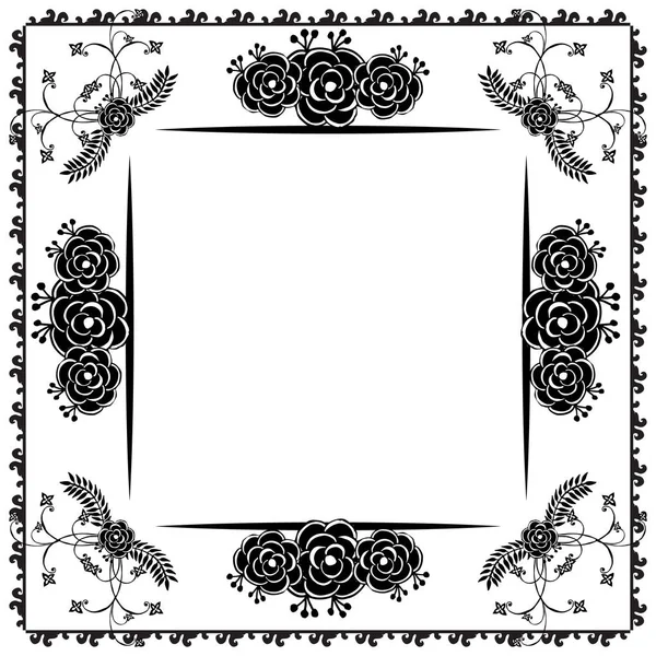 Fondo vintage con color blanco y negro, con hermoso marco floral, adornado de tarjetas. Vector — Vector de stock