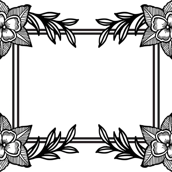 Квітковий візерунок чорно-білий, ізольований на білому тлі, декоративний з рамки, для різних карт. Векторні — стоковий вектор