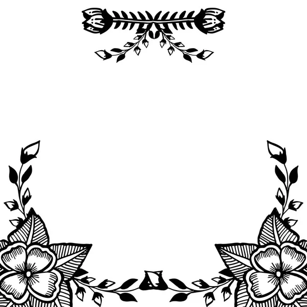 Květinový vzor Černý bílý, izolovaný na bílém pozadí, ozdobný rám, pro různé karty. Vektorové — Stockový vektor
