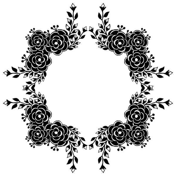 Modèle de fleur blanc noir, isolé sur un fond blanc, décoratif de cadre, pour diverses cartes. Vecteur — Image vectorielle