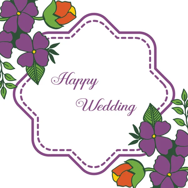 Цветочная рамка, украшение пригласительного билета счастливой свадьбы. Вектор — стоковый вектор