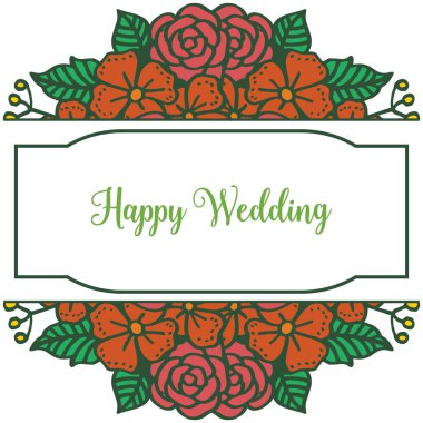 Çiçek çiçeği çerçevesi, Vintage tarzı, kart mutlu düğün daveti ile zarif desen. Vektör