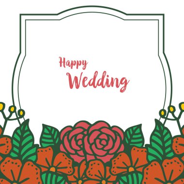 Vintage çiçek çerçevesi, kart mutlu düğün süslü için. Vektör