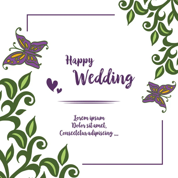 Moldura de flor decorativa romântica, com várias flores e folhas, quadro bonito, para casamento feliz cartão. Vetor —  Vetores de Stock