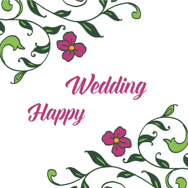 Шаблон счастливой свадьбы, с украшением красивый, рисунок искусства цветочной рамы. Вектор — стоковый вектор