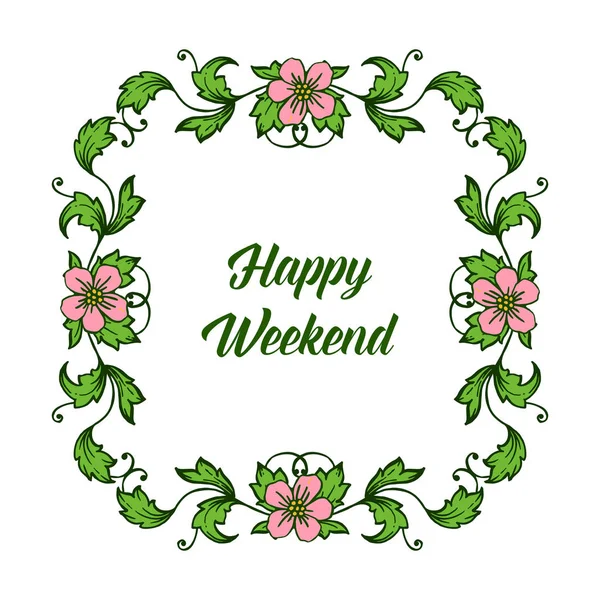 Glückliches Wochenende Brief mit Muster weißen Hintergrund, Textur der rosa Blumenrahmen elegant. Vektor — Stockvektor