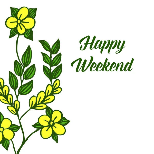 Ornament żółty kwiat ramki, na wzór banner, Happy weekend. Wektor — Wektor stockowy