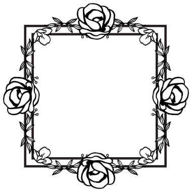 Çiçek ve yaprakları motif, tasarım elemanı çerçevesi. Vektör