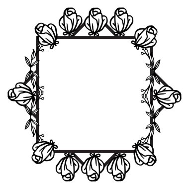 Beyaz arka planda izole güzel çiçek çerçeve Vignette. Vektör