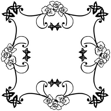 Desen yaprak çiçek çerçevesi Dikişsiz, stil benzersiz ve zarif, tebrik kartı dekorasyon için. Vektör